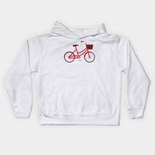 Red Bicycle with Flowers Kids Hoodie